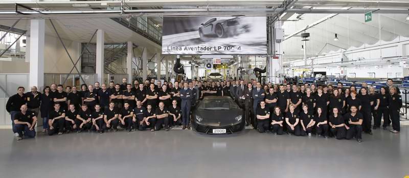 THE LAMBORGHINI AVENTADOR LP 700-4 ACHIEVED AN IMPORTANT MILESTONE IN ITS HISTORY, WITH THE 2,000TH VEHICLE PRODUCED.