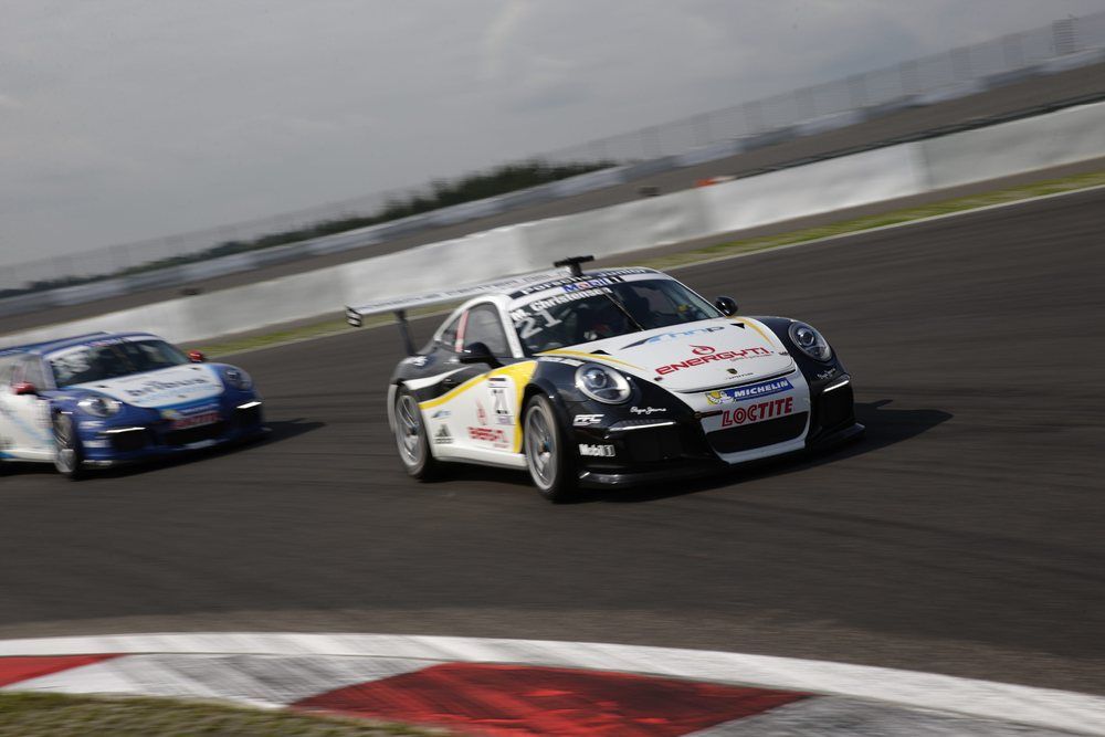 FIRST SUPERCUP POLE FOR PORSCHE JUNIOR MICHAEL CHRISTENSEN.