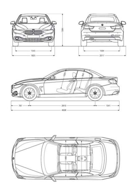 BMW Serie 4 Cabrio: dimensiones exteriores e interiores.