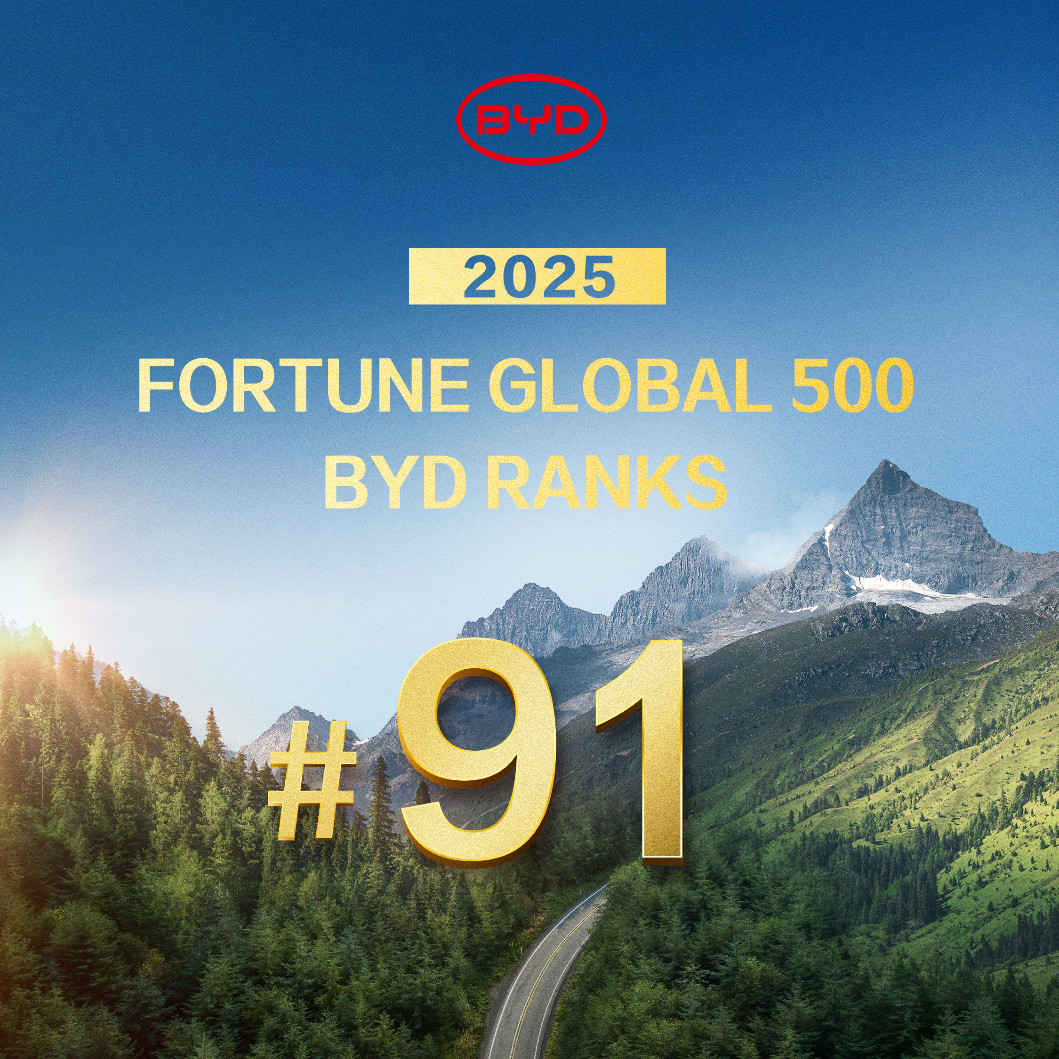 BYD ASCIENDE AL PUESTO 91 EN LA LISTA FORTUNE GLOBAL 500 DE 2025
