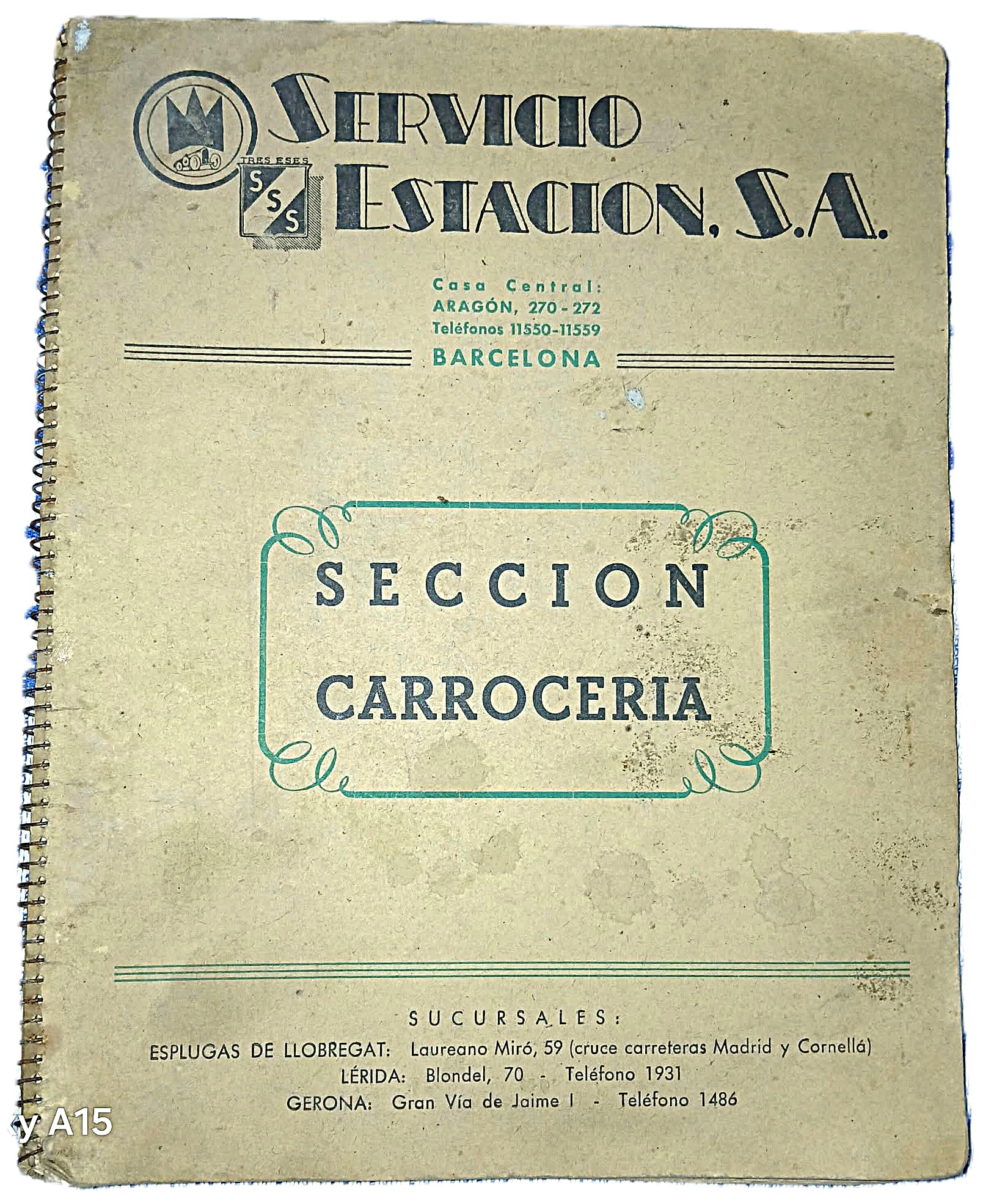 CATÁLOGO DE “SERVICIO ESTACIÓN SA”, SECCIÓN “CARROCERÍA” FECHADO EL 1 DE ENERO DE 1949